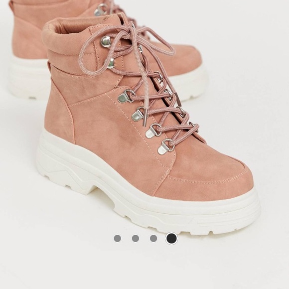New Look Shoes New Look Chunky Flat Boots In Nudeblush Poshmark